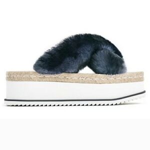 Zara women's faux fur braid rope detail platform espadrilles EU size 39 US 8/8.5